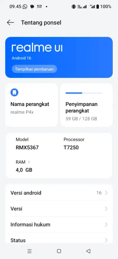 Realme p4x ram 4/128