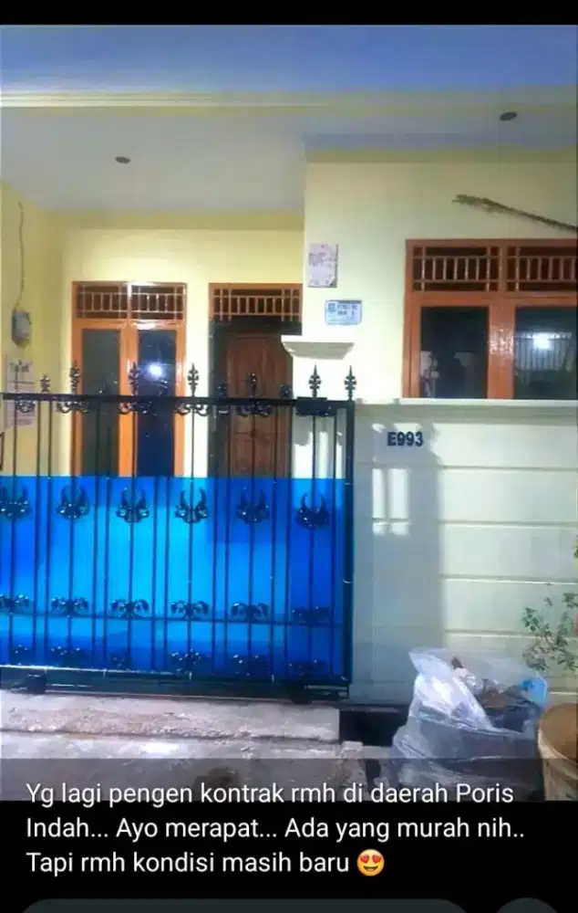 Rumah nyaman di kontrakan daerah Poris indah Tangerang