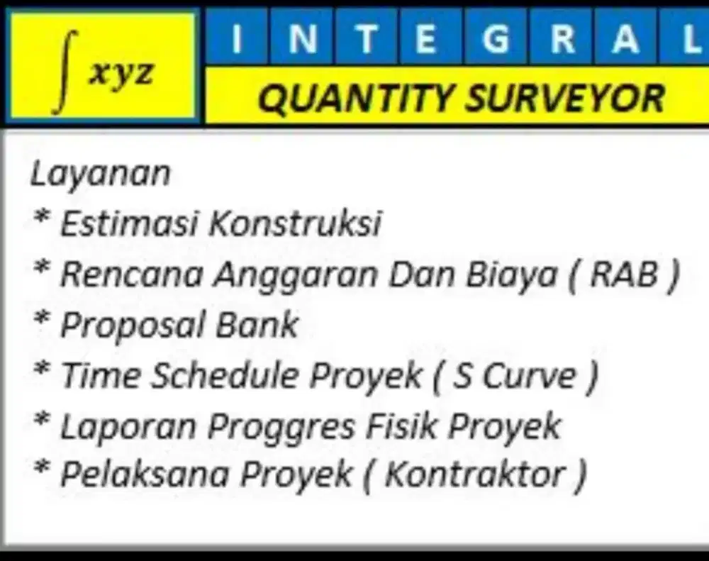 Jasa Quantity Surveyor , QS , RAB , BOQ , NIB , PBG