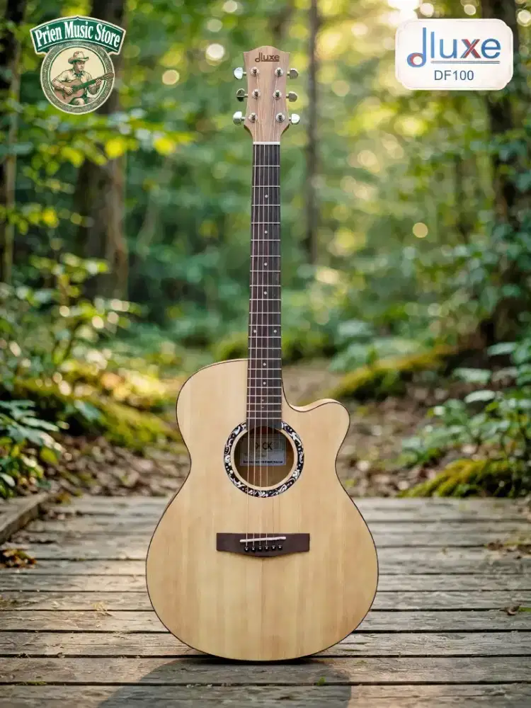 Dluxe DF100 folk gitar akustik single cutway 40 inch