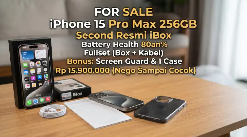 iPhone 15 ProMax 256 GB Second Resmi iBox Mulus Fullset