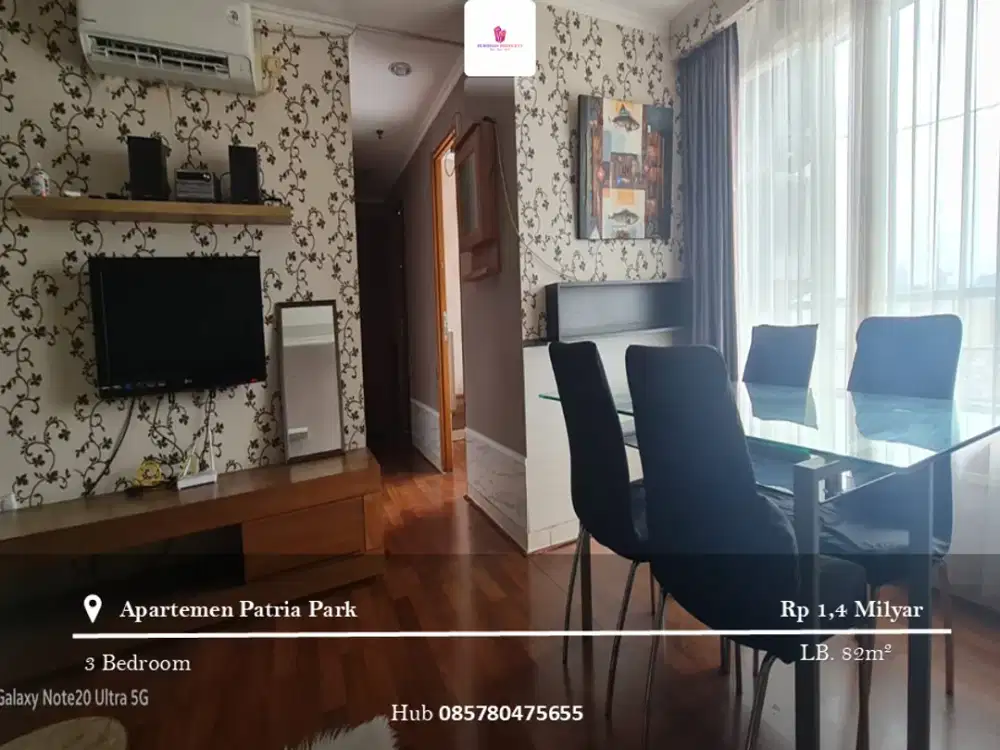 Dijual Apartement Patria Park 3BR Full Furnished Hadap Jalan