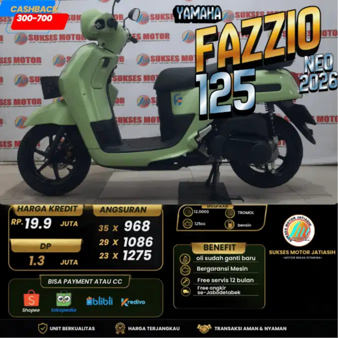 YAMAHA FAZZIO NEO 2026 LAT JAKARTA KM MASIH RENDAH BISA CASH&KREDIT