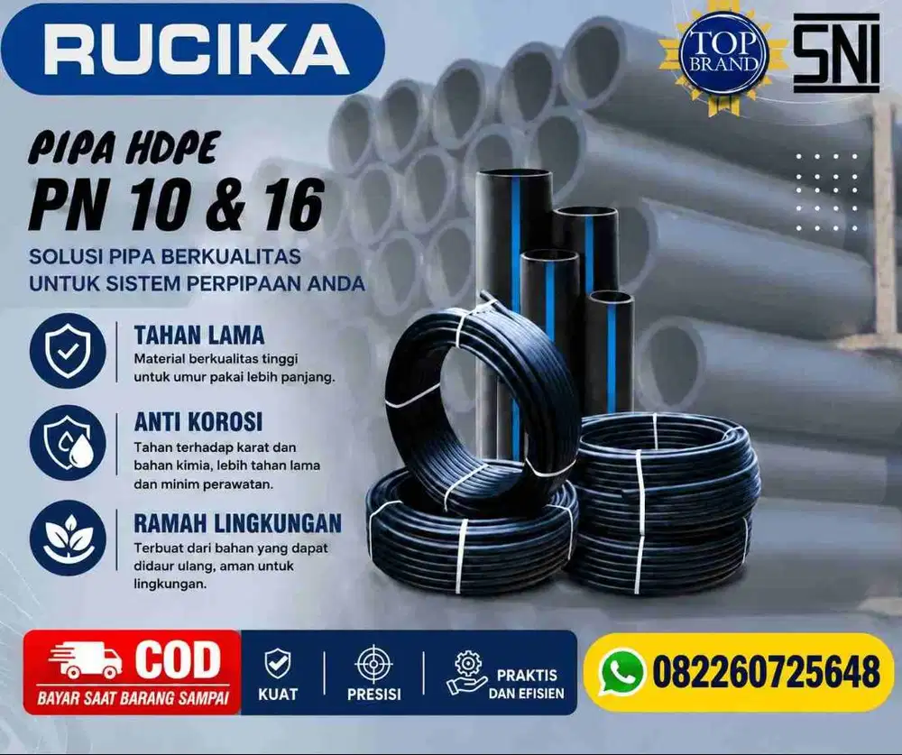 Pipa Hdpe Rucika 20mm PN16 - Selang Hdpe Rucika Ukuran 20mm