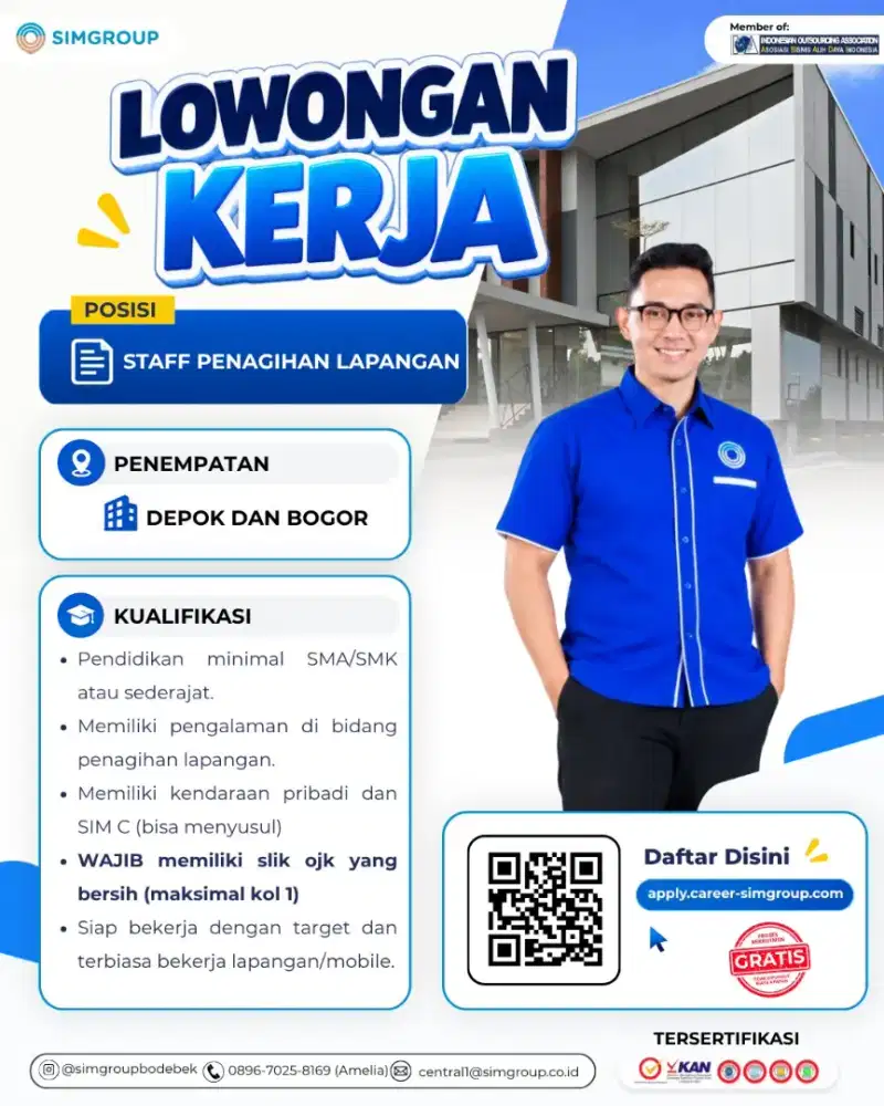 STAFF PENAGIHAN LAPANGAN (BERPENGALAMAN) AREA DEPOK