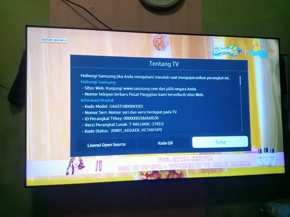 Mau di jual smart android digital UHD 4k crystal Samsung 65inc nominus