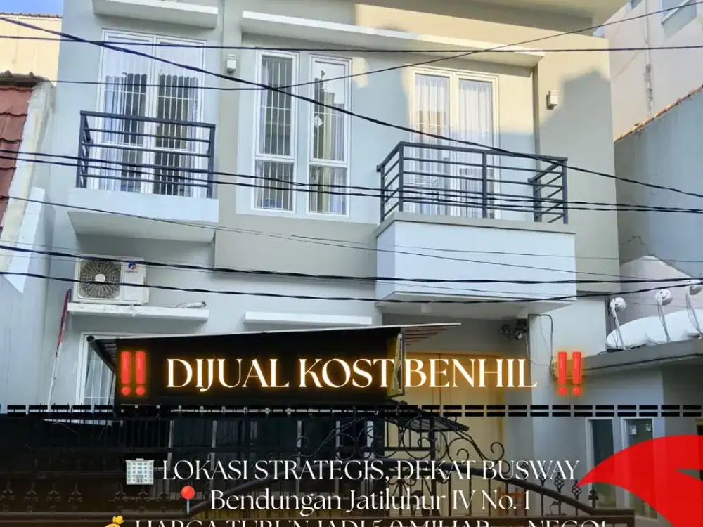 Kost Aktif Dijual di Bendungan Hilir, Jakarta Pusat – Harga Rp5,9 Miliar Nego