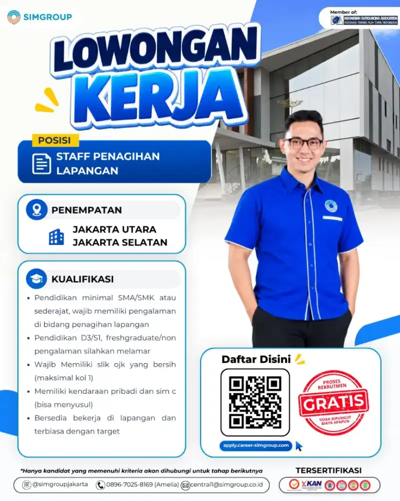 STAFF PENAGIHAN LAPANGAN - JAKARTA UTARA DAN JAKARTA SELATAN