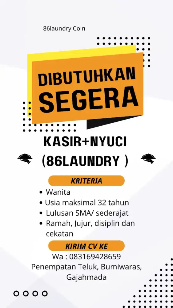 Lowongan kerja laundry coin