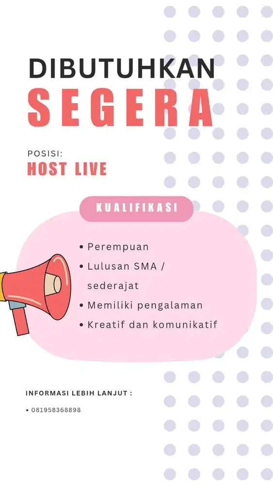LOWONGAN HOST LIVE WANITA
