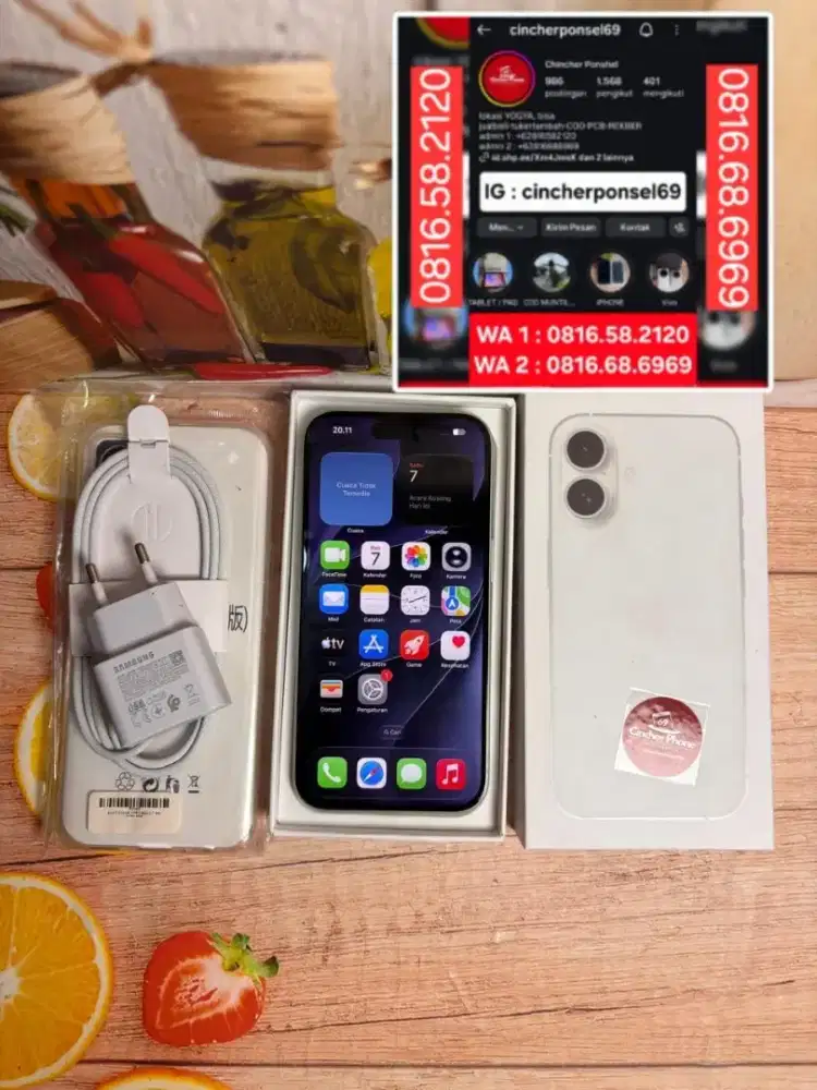 Jual hp likeNEW Iphone 16 ibox 128 istimewaa grns 09 2026 free adaptor