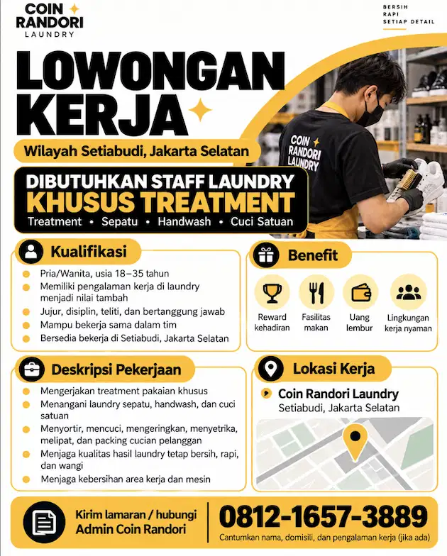 DIBUTUHKAN CEPAT KARYAWAN LAUNDRY AREA SETIABUDI