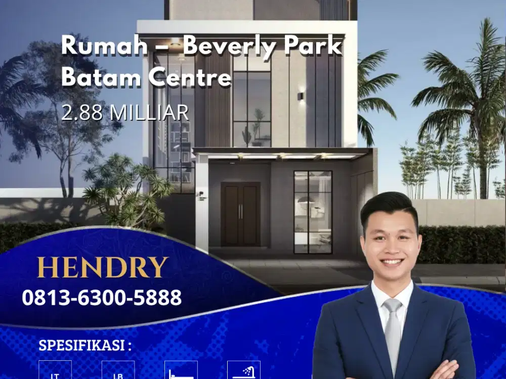 Dijual Cepat Rumah Baru Beverly Park Batam Centre Hadap Taman