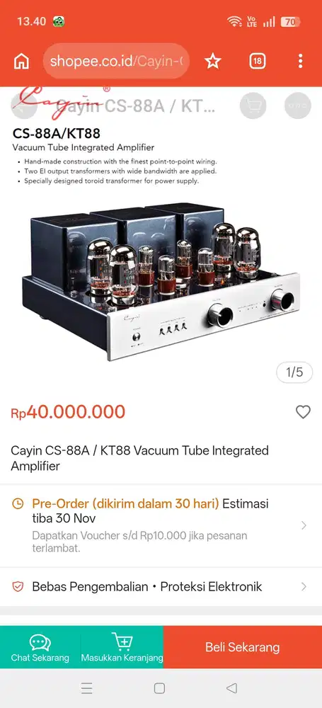 Vacuum Tube Integrated Amplifier CAYIN CS-88A