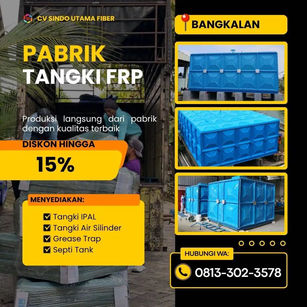 Penyedia Tangki Rooftank dan Ground Tank Fiberglass Daerah Bangkalan