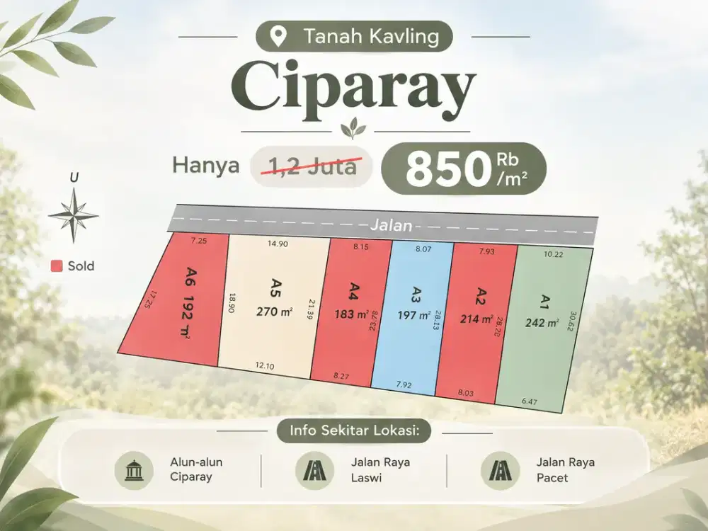 Dijual Tanah Strategis Dekat Alun-Alun Ciparay - SHM