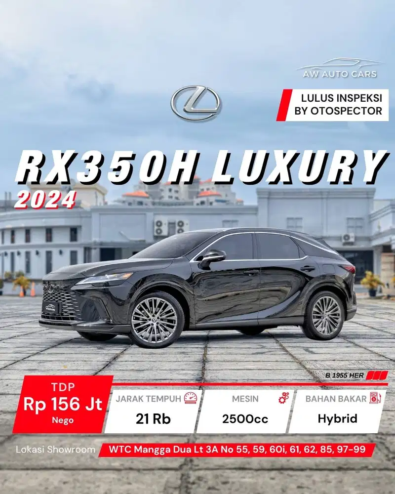 Lexus RX350h Luxury NIK 2024 mdl RX450h+ RX500 FSport 2023 hybrid