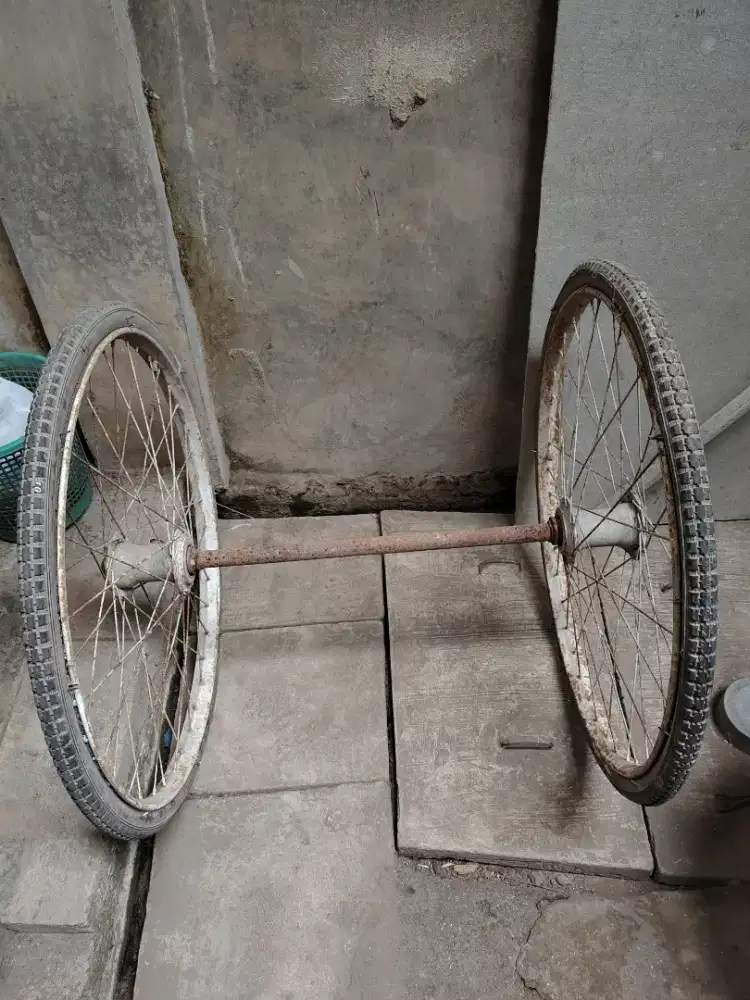 Set Roda Gerobak Dorong Siap Pakai | Bonus As Besi & Klaim