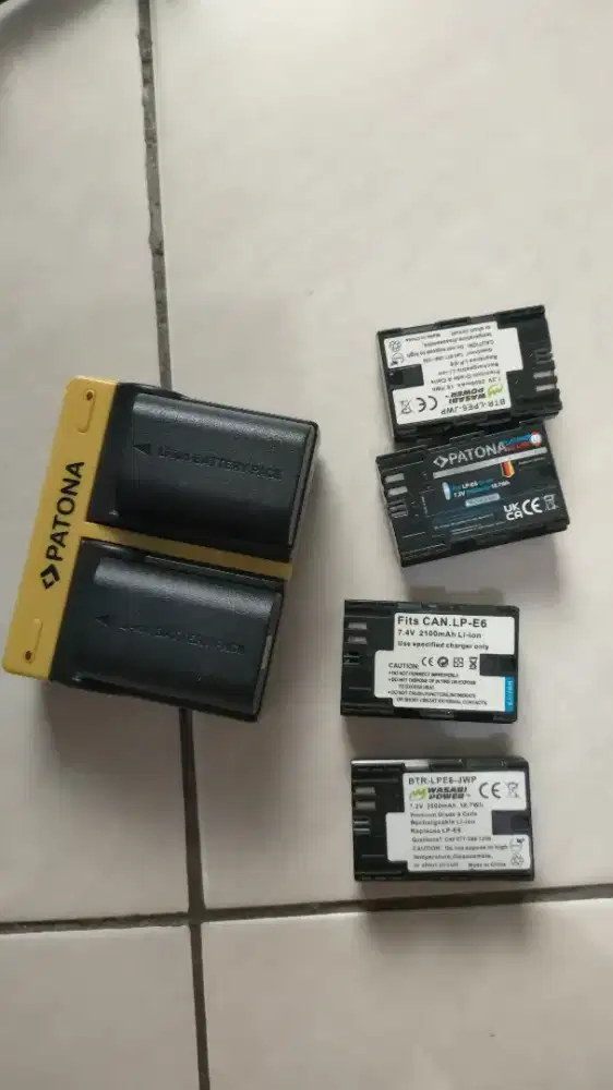 Baterai Patona LP E6 dan Wasabi LPE6 for canon