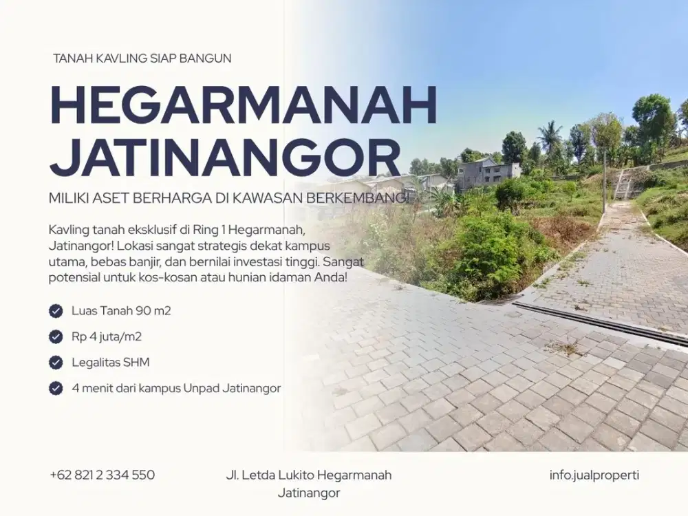Kapling Tanah Kost  90 m² Lokasi Strategis dekat UNPAD Jatinangor