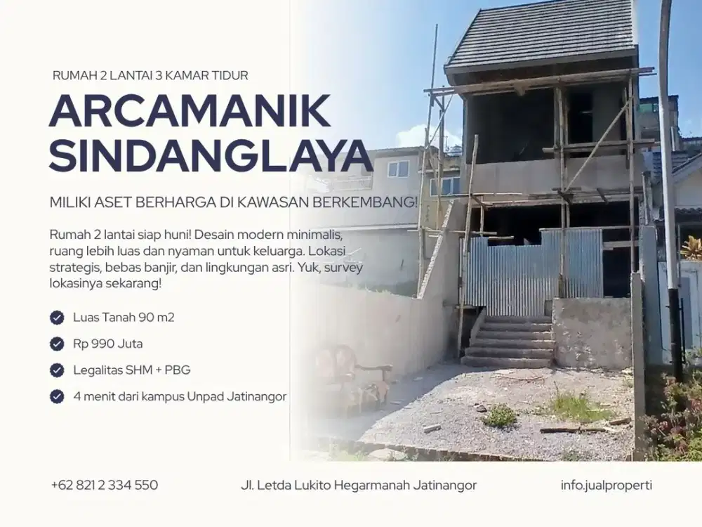Rumah Progress Siap Huni 2 Lantai 103 M2 SHM Sindanglaya Kota Bandung
