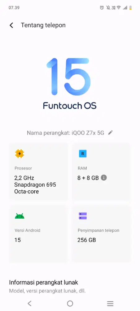 Vivo Iqoo z7x ram 8+8 Gb/256