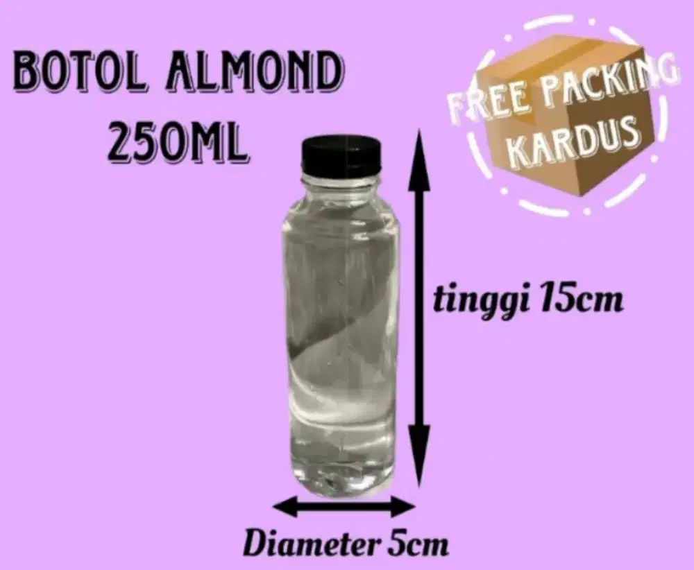 Botol plastik Almond 50 pcs + Tutup