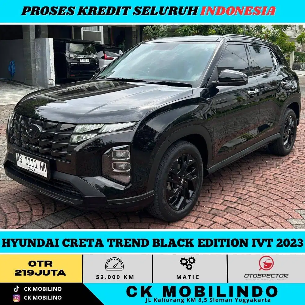 HYUNDAI CRETA TREND BLACK EDITION IVT 2023 PLAT AB PEMAKAIAN 2023