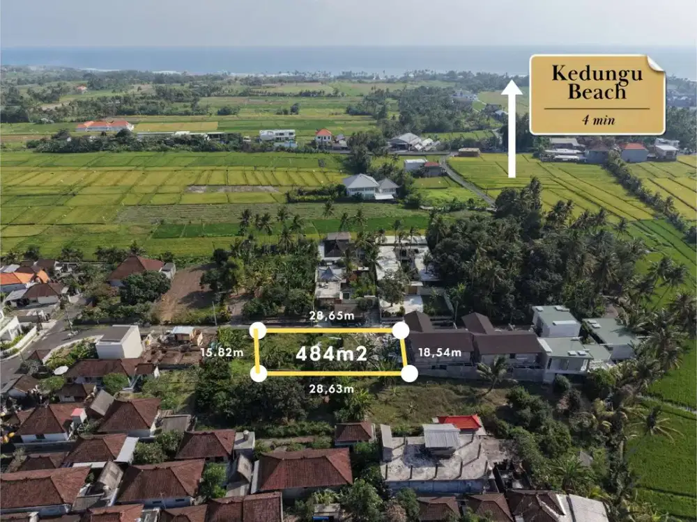 484 sqm (4.8 are) Prime Leasehold Yellow Zone Land for Sale in Pangkung Tibah, Tabanan
