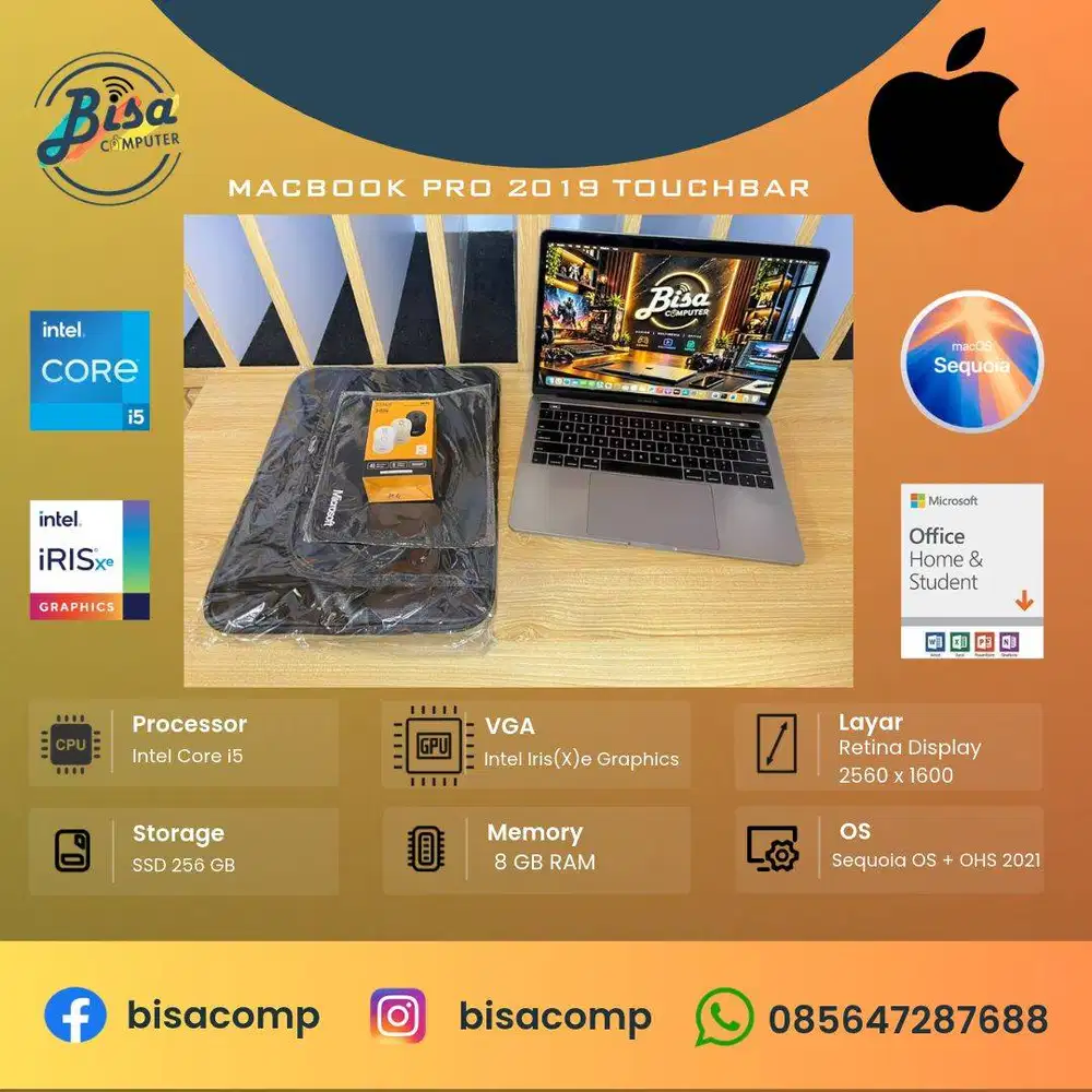 MacBook Pro 2019 Intel Core i5 SSD 256gb Ram 8gb 13,3inchRetina Backli