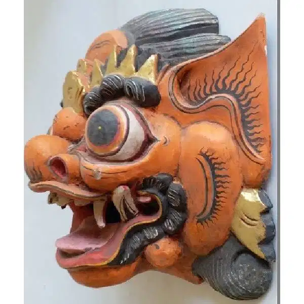 Seni topeng kayu antik folks art figur wajah Butho Cakil jawa