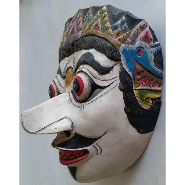 topeng kayu kuno Chinese oriental figur LELAKI DJAWA