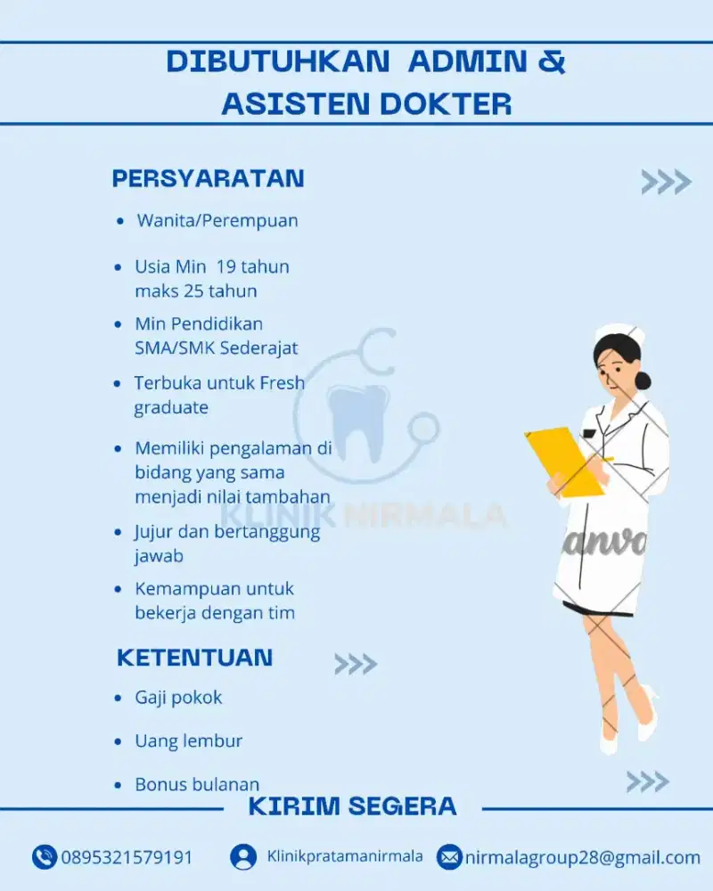 LOWONGAN KERJA ADMIN DAN ASISTEN DOKTER