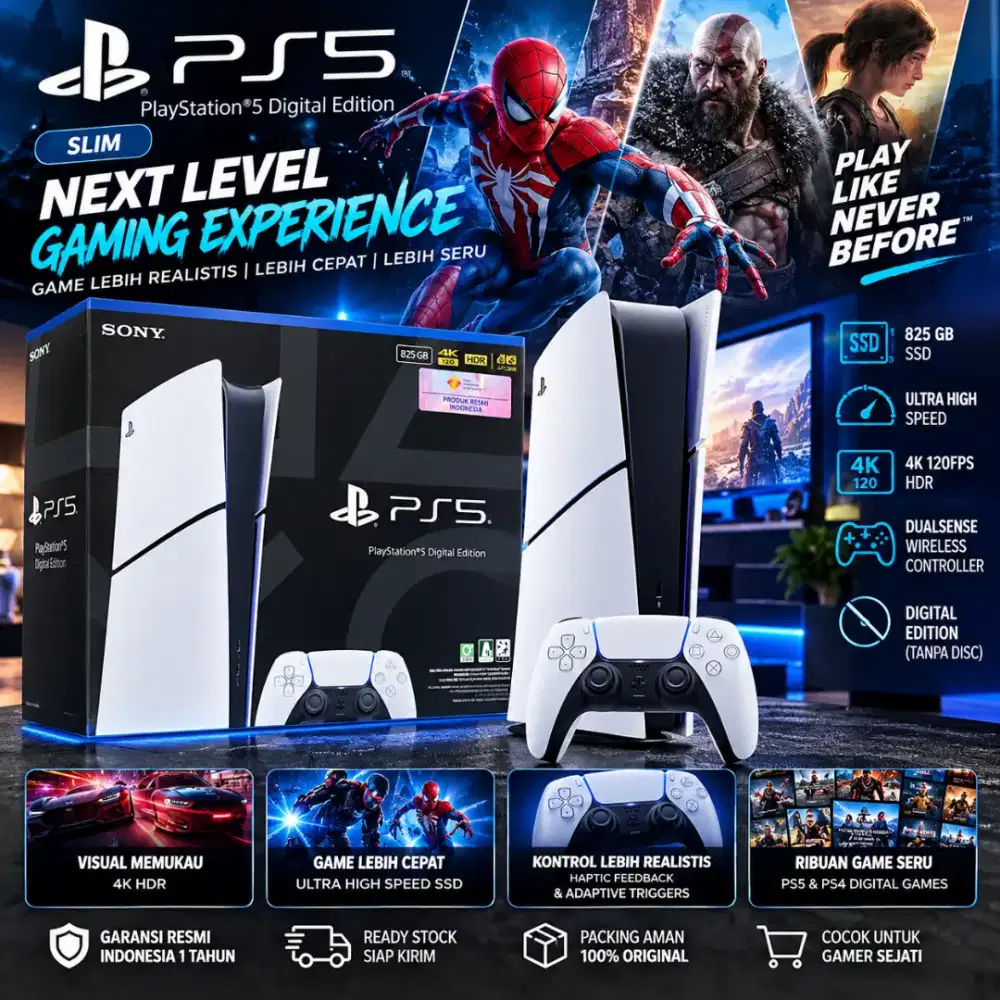 PS5 Slim Digital Edition 825GB Original Sony + Garansi 1 Tahun