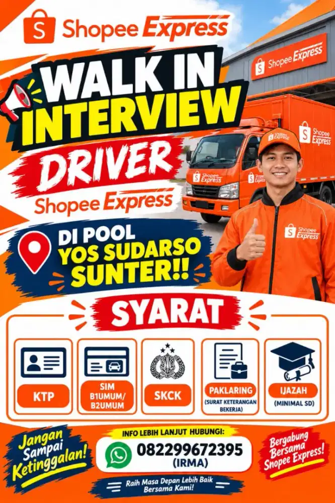 WALK IN INTERVIEW DRIVER SHOPEE EXPRESS JABODETABEK