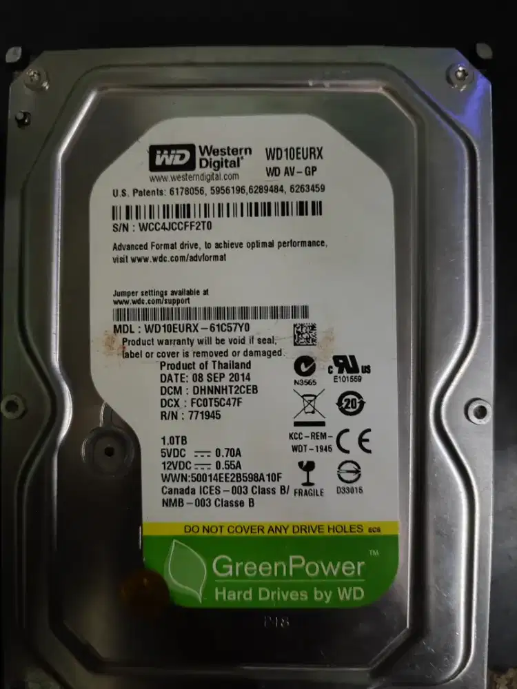 HDD WD GREEN 1TB SENTINEL 90%