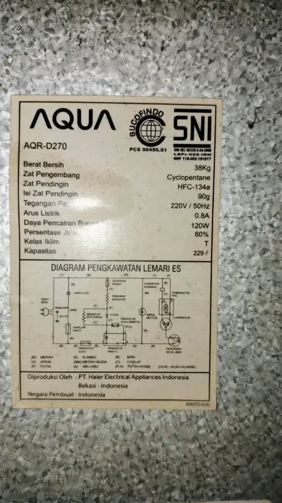 Kulkas Aqua, 2 pintu