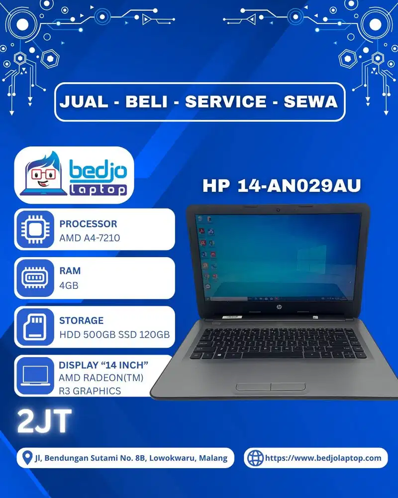 DUAL STORAGE 2 JUTAAN! HP 14-AN029AU, laptop HP harga 2 jutaan