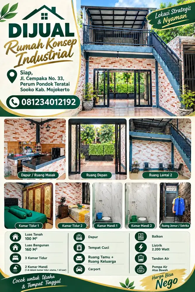 Di jual Rumah bangunan baru konsep industrial