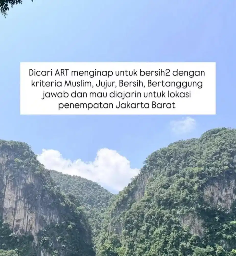 loker ART Menginap majikan langsung