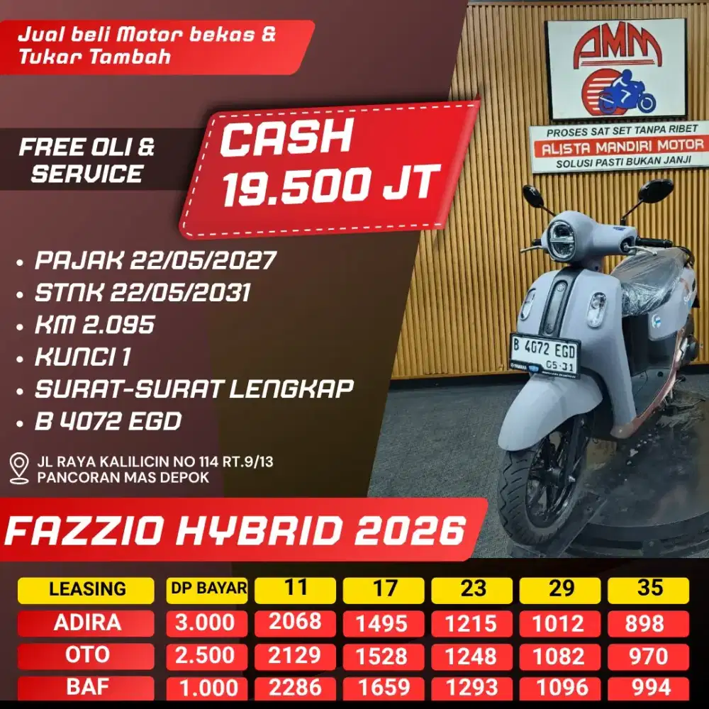 FAZZIO HYBRID 2026 PAJAK HIDUP CASH / KREDIT ALISTA