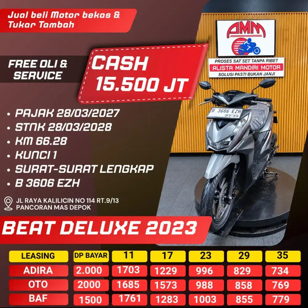 BEAT DELUXE 2023 PAJAK HIDUP KUNCI 2 CASH / KREDIT ALISTA