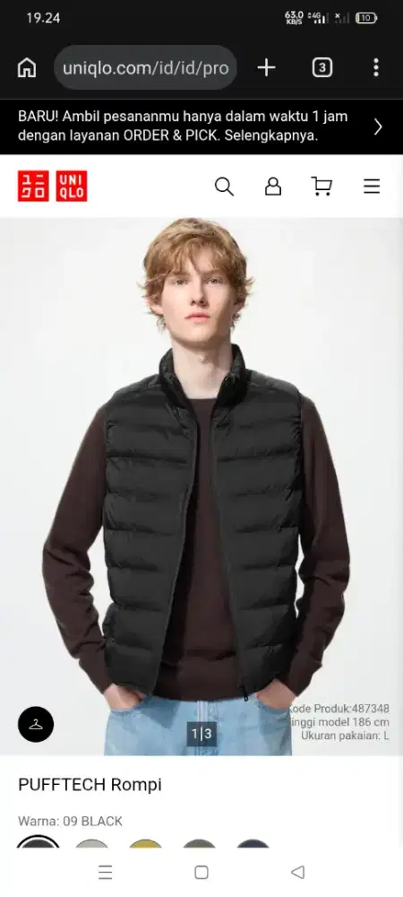 Dijual rompi vest merek UNIQLO kondisi Masi baru