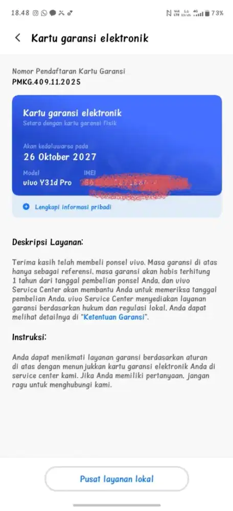 Jual vivo y31d pro lepas segel doang hp ga dipake