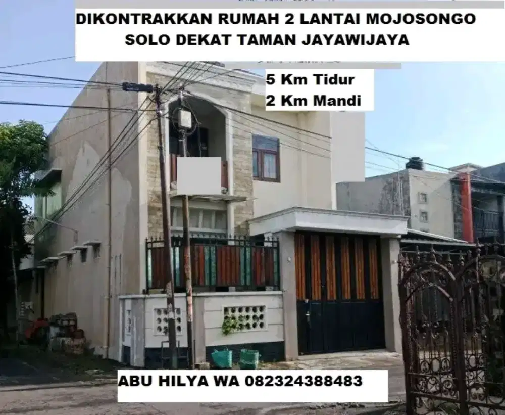 DIKONTRAKKAN RUMAH 2 LANTAI MOJOSONGO SOLO DEKAT TAMAN JAYAWIJAYA