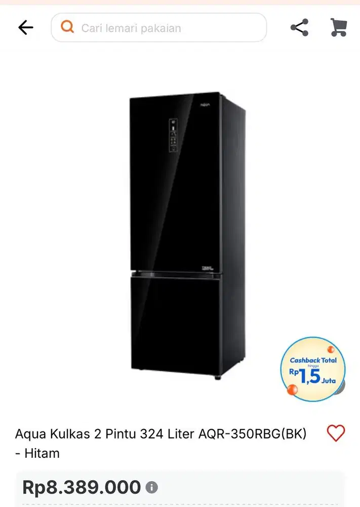 Kulkas 2 pintu merek Aqua