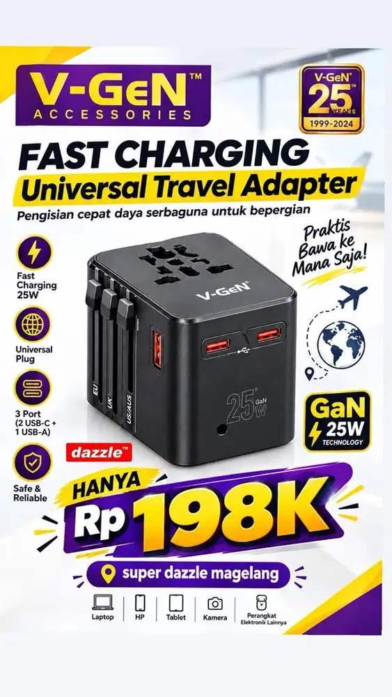 Tc vgen travel adaptor 25 watt