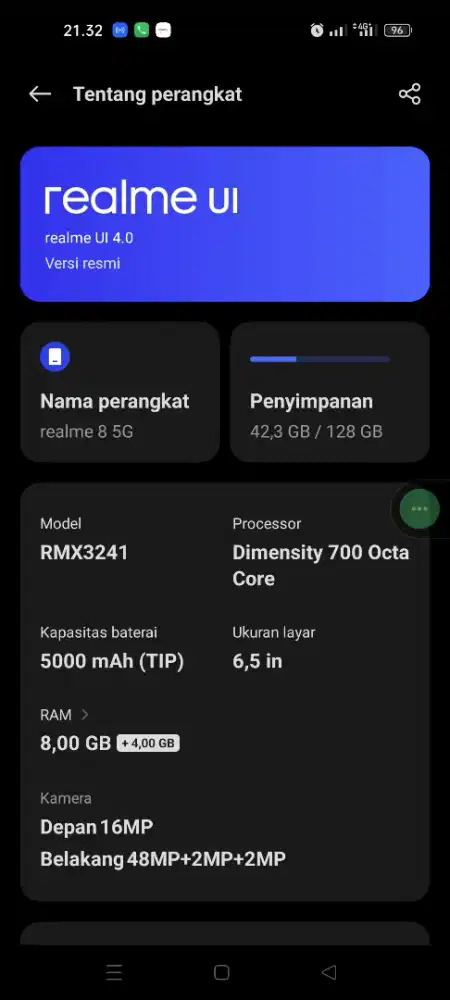 Realmi 8 5g ram 8 5g ram 8+4/128 gb