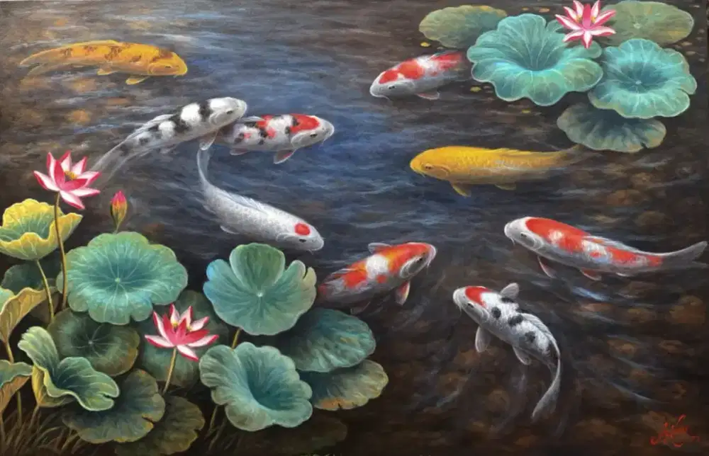 Lukisan ikan koi. Karya Adam lay. Sertifikat