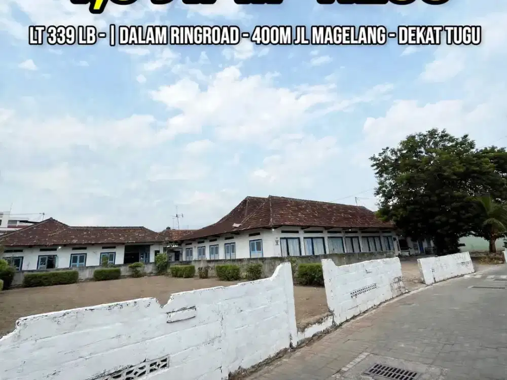 DIJUAL TANAH DALAM KOTA JOGJA DALAM RINGROAD DEKAT JL MAGELANG TUGU - SHM PEKARANGAN - LT 339m24JT/m2